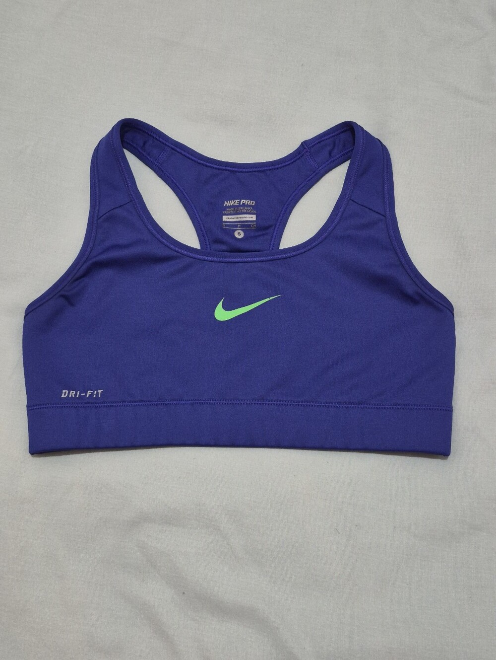 Nike Pro Small Racerback Sports Bra with Neon Green Swoosh